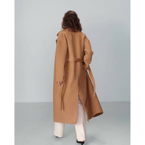 NEW GRACE & MILA noemie tie overcoat in camel